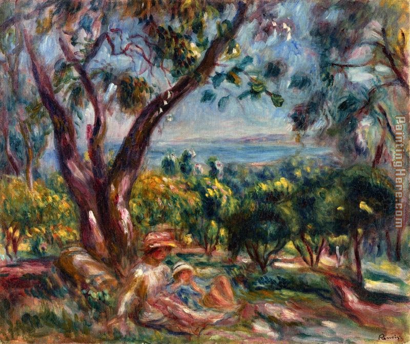 Pierre Auguste Renoir Cagnes Landscape with Woman and Child